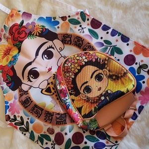 Mandil para niña y mochilita Frida Khalo
